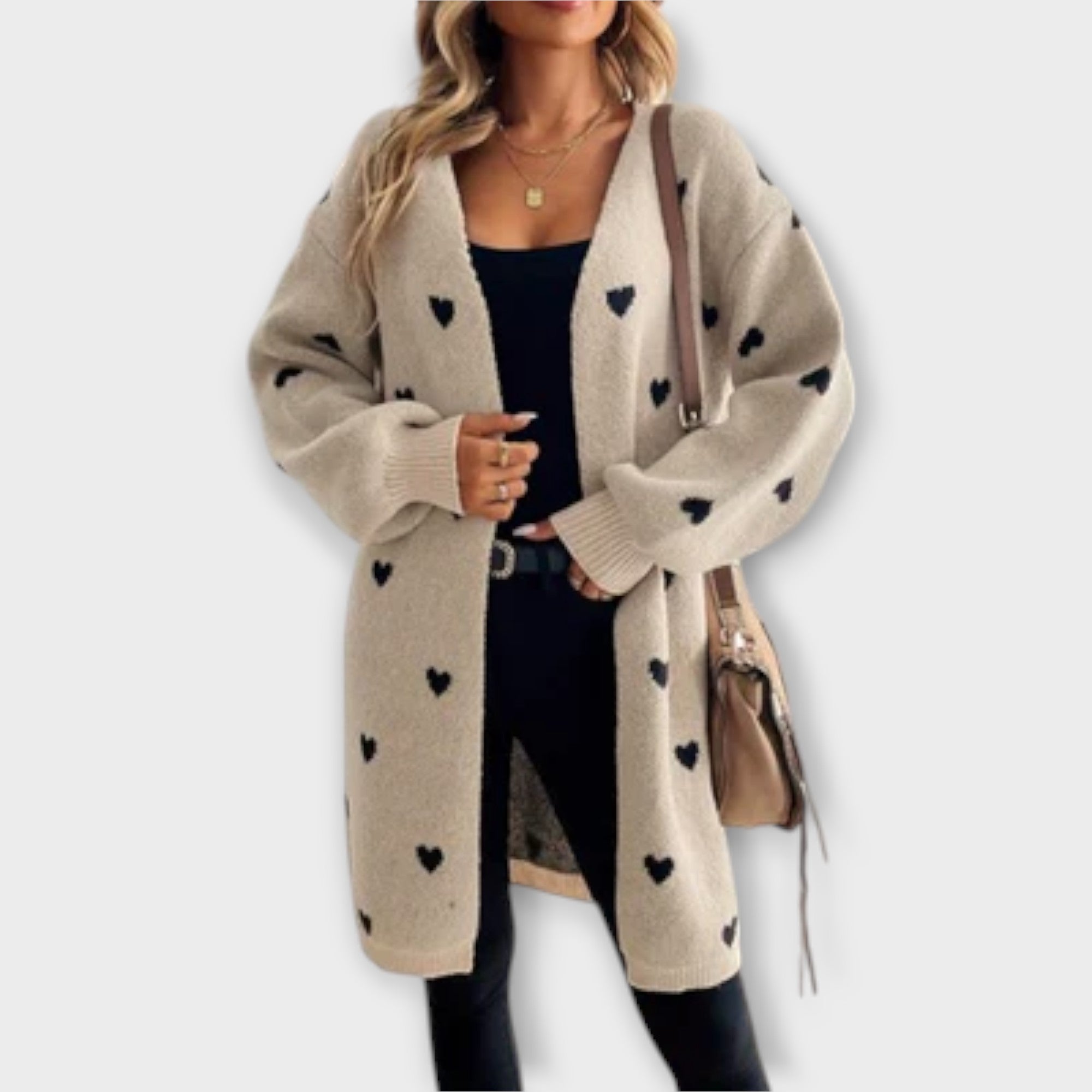 Chona™ - Blød cardigan med hjerteprint