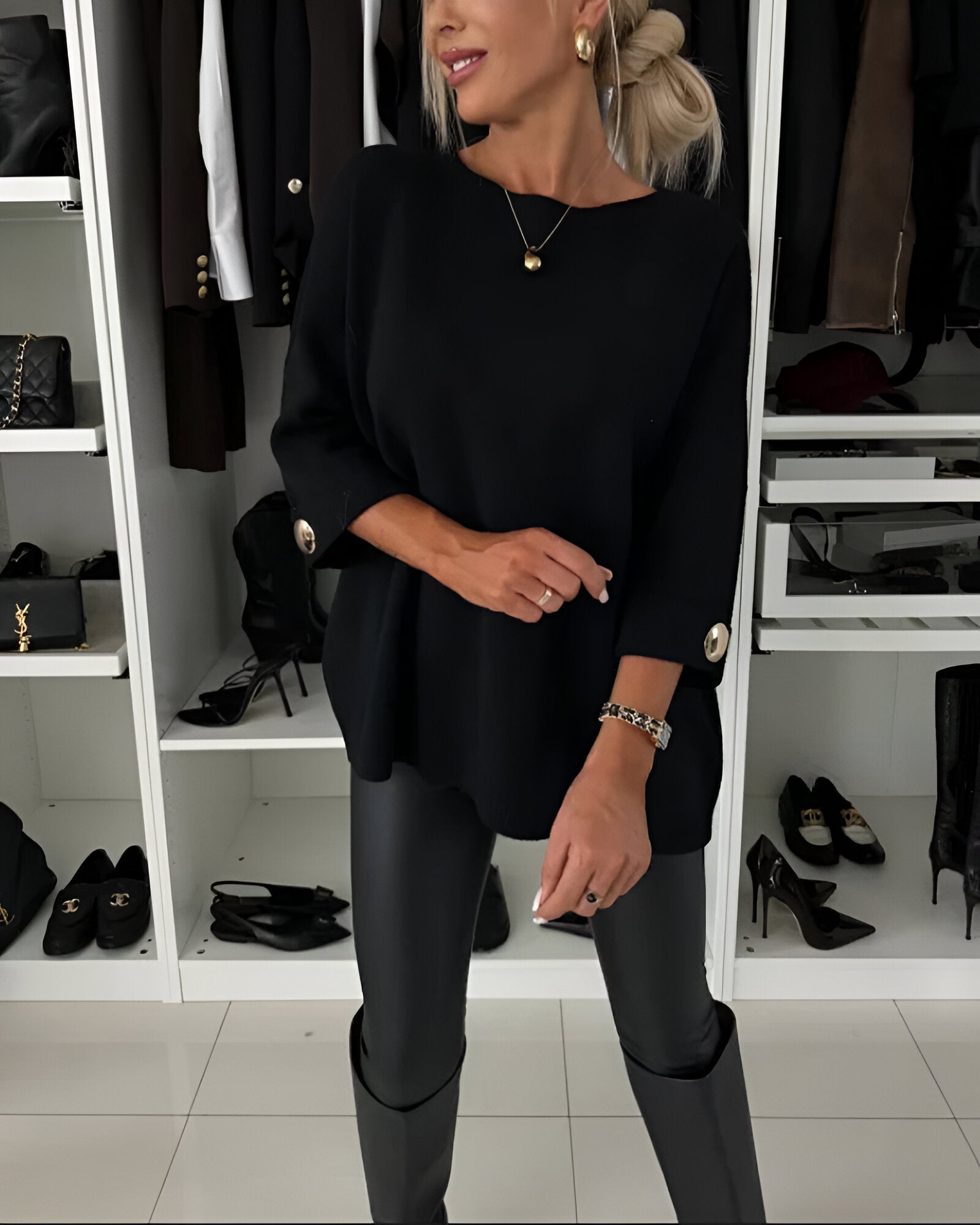 Lucía™ | Blød Sweater med Knapdetaljer