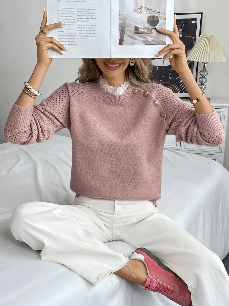 Spets Rundhalset Trøje | Sammen mod Brystkræft