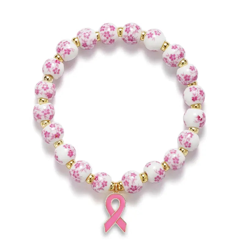 Pink Ribbon & Floral Bracelet | Støt brystkræft (1+1 Gratis)