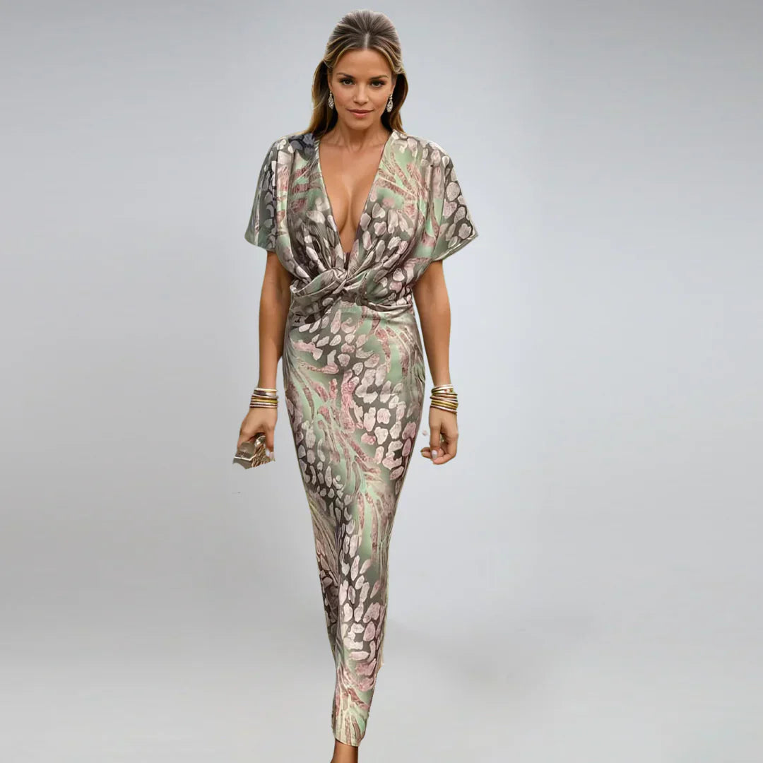 Kelsey™ - Lang kjole med V-udskæring