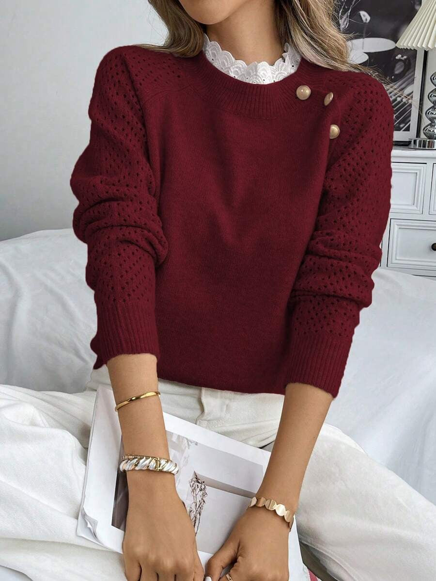 Spets Rundhalset Trøje | Sammen mod Brystkræft