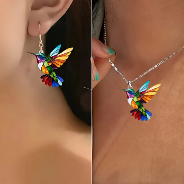 Liv™ | Elegant kolibri smykkesæt (Halskæde + Øreringe)