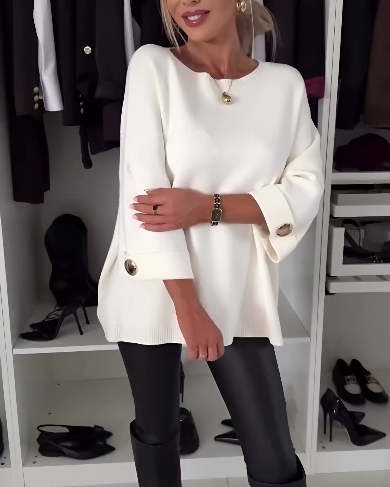 Lucía™ | Blød Sweater med Knapdetaljer