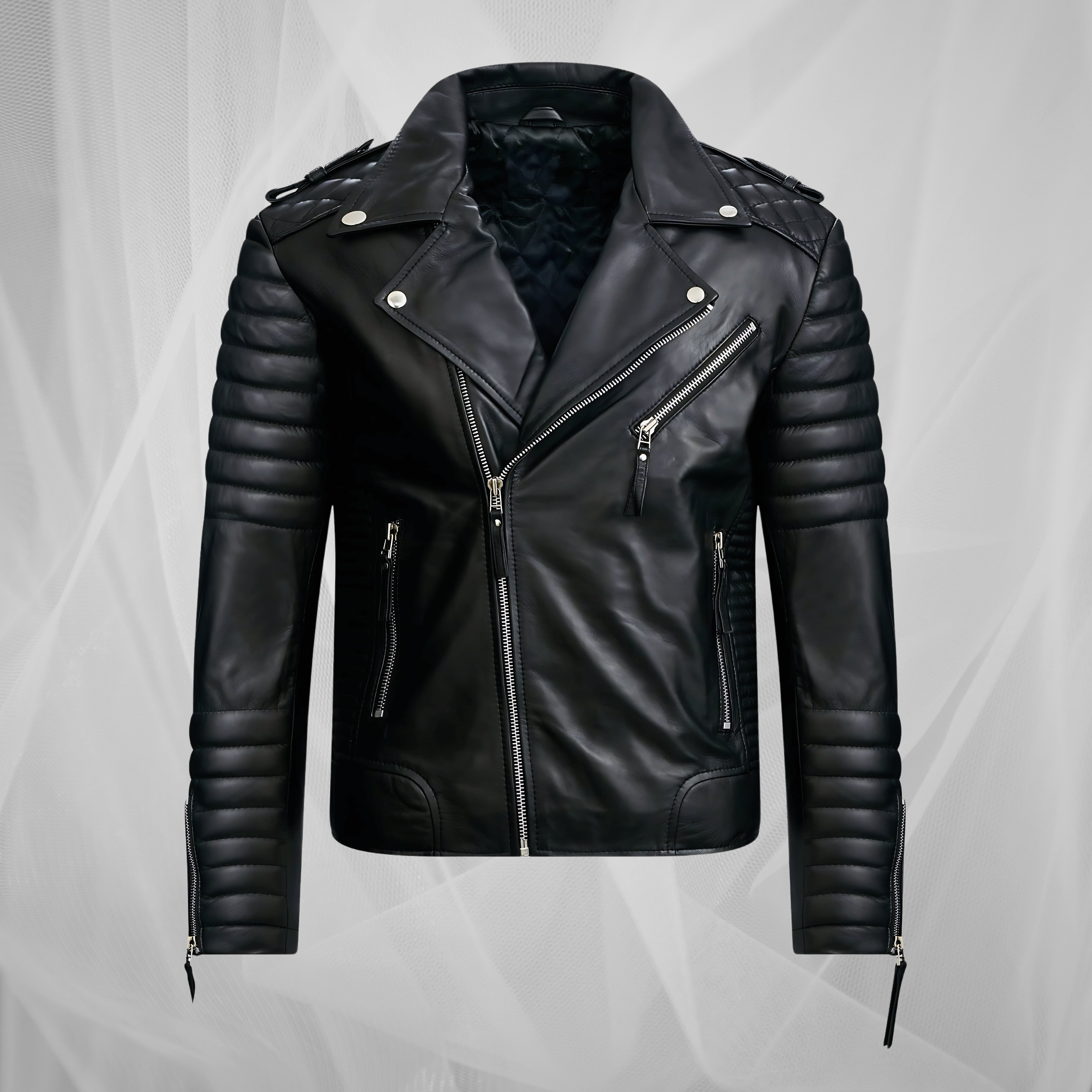 Modig lædermotorcykeljakke