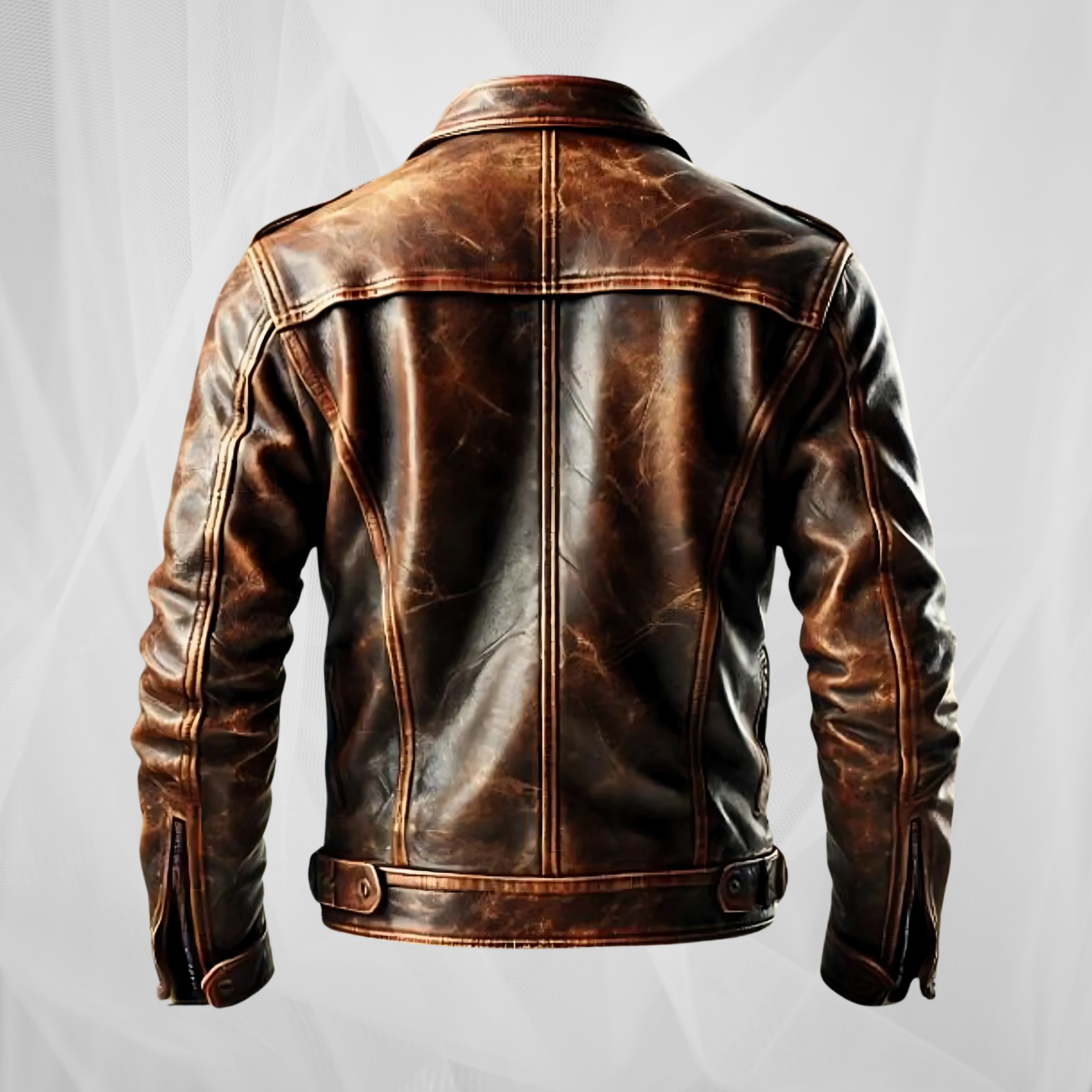 Vintage brun motorcykeljakke med karakter