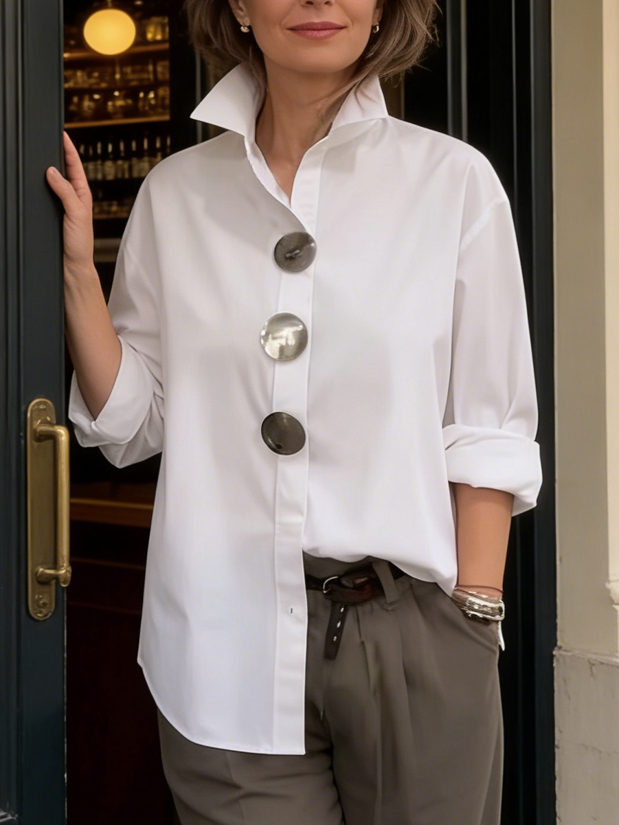 Mirella – Oversized Bluse Med Statementknapper