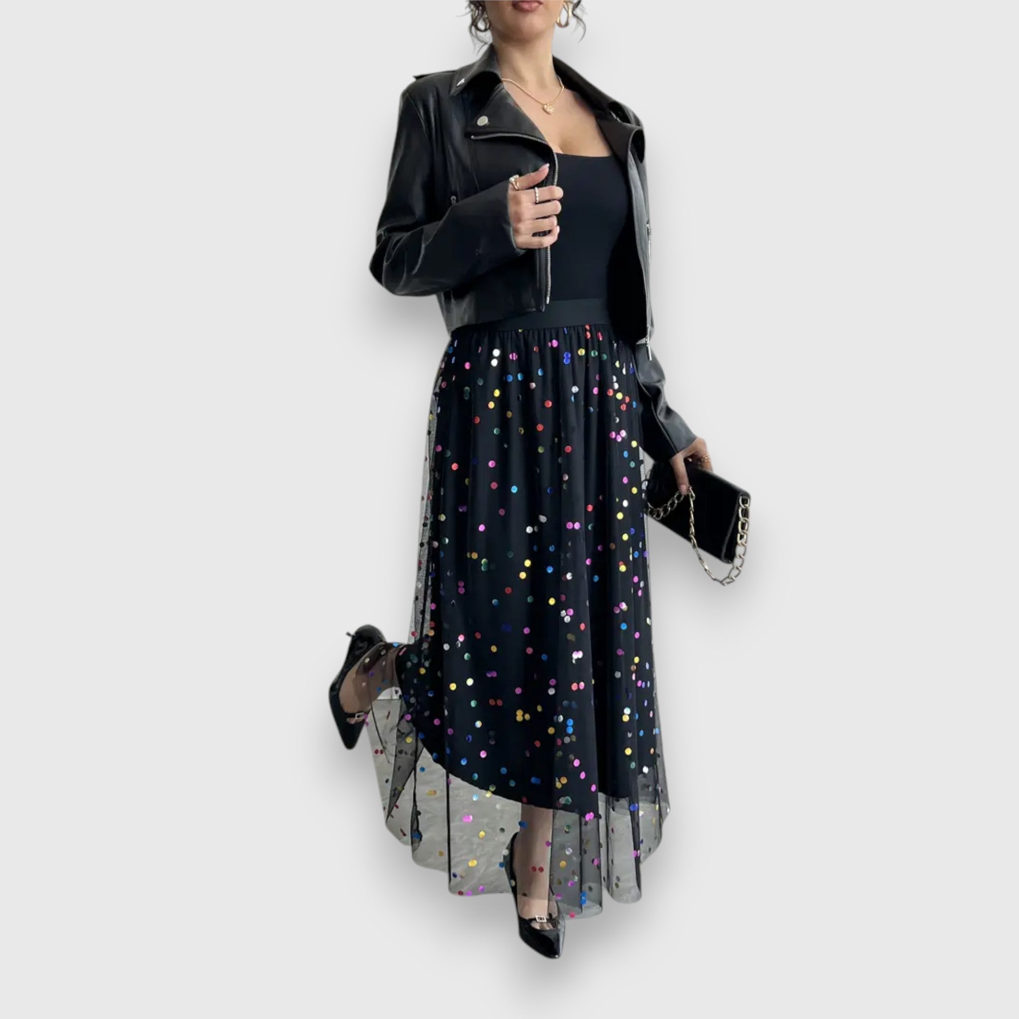 Darla™- Farverig polka dot nederdel