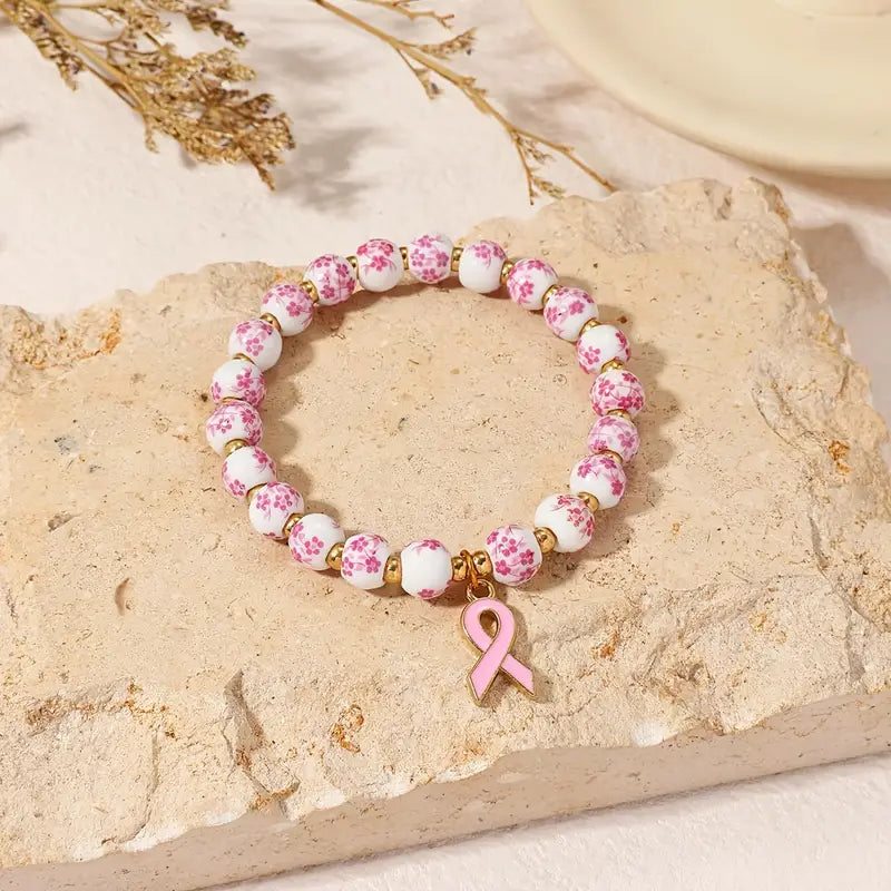 Pink Ribbon & Floral Bracelet | Støt brystkræft (1+1 Gratis)