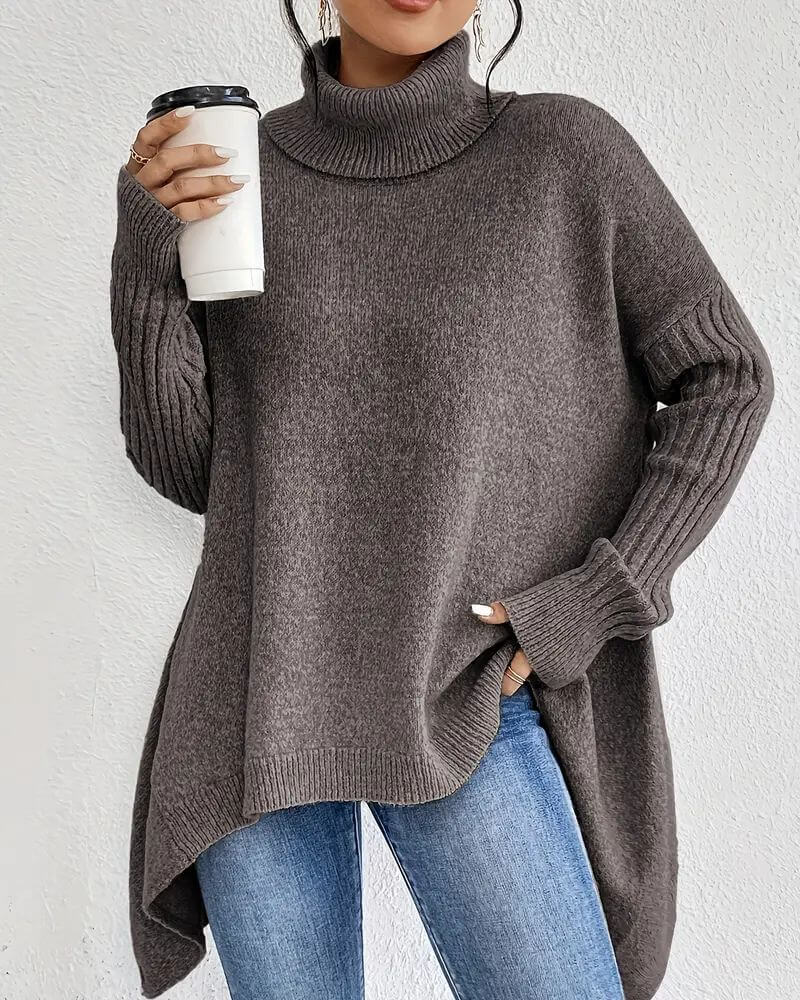 Grete™ – Elegant Asymmetrisk Højhalset Sweater