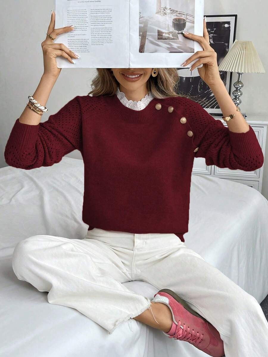 Spets Rundhalset Trøje | Sammen mod Brystkræft