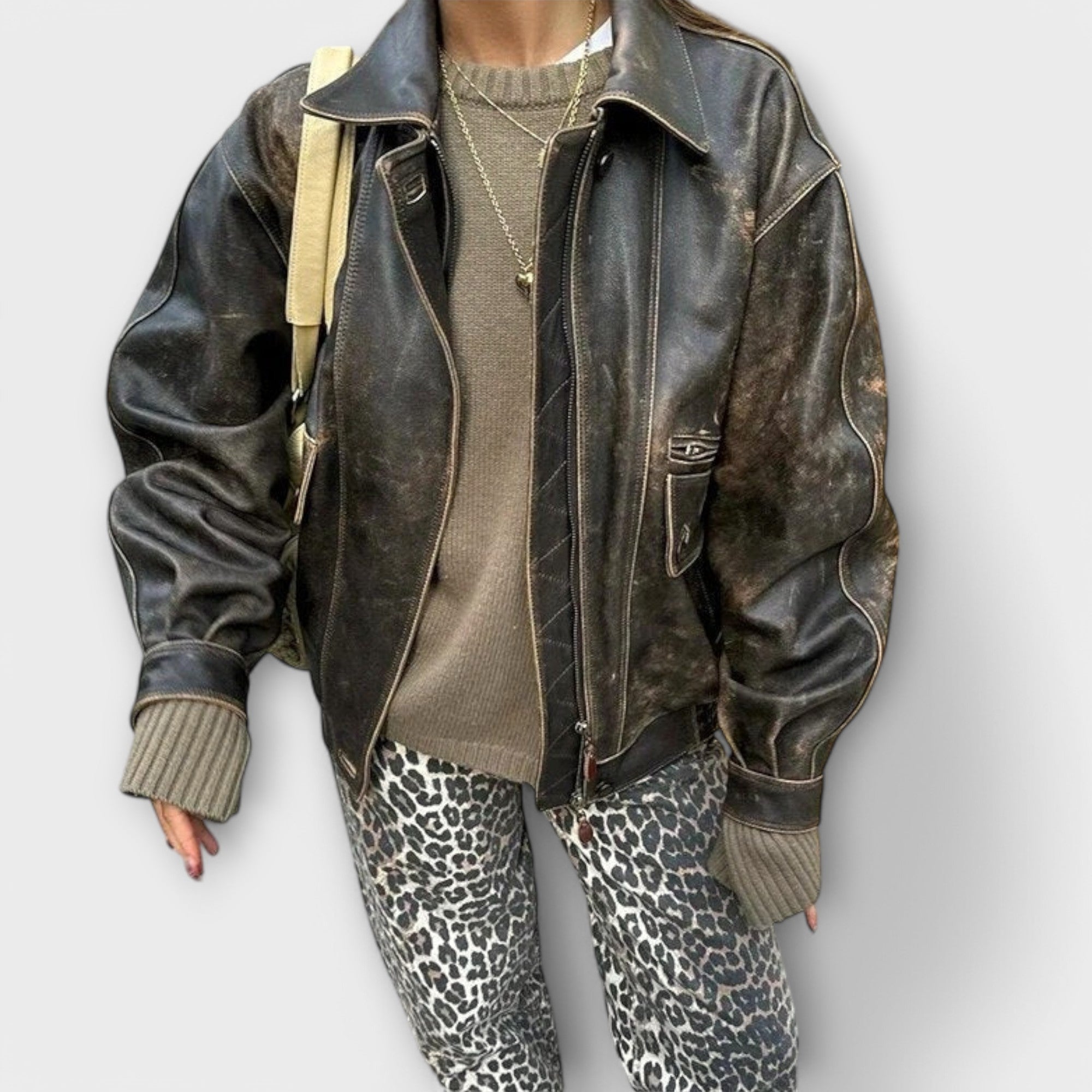 Macklyn™ - Vintage jeans med leopardmønster