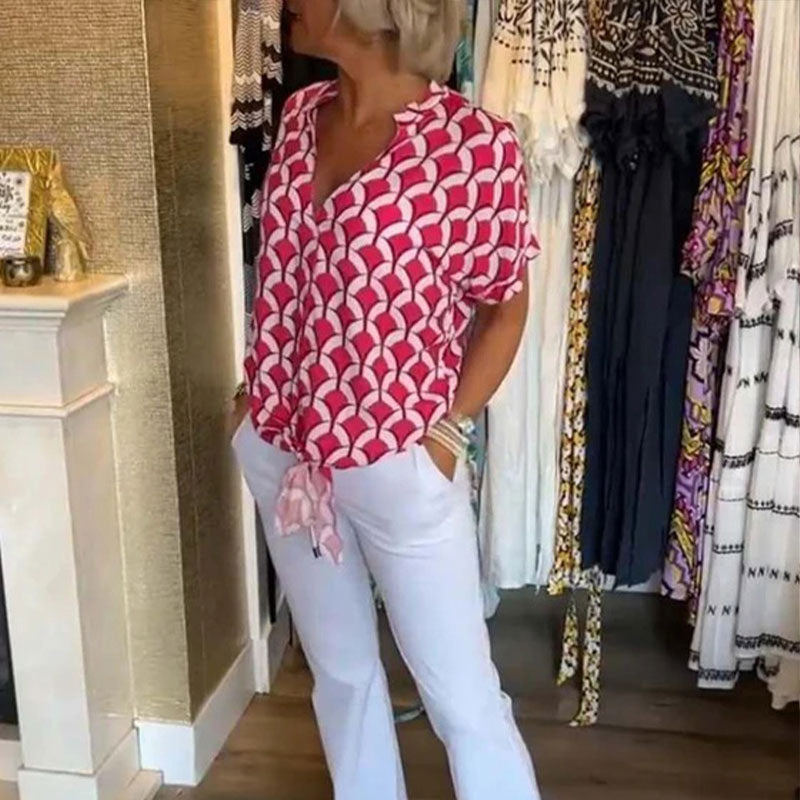 Estelle – Printet V-hals Casual Top