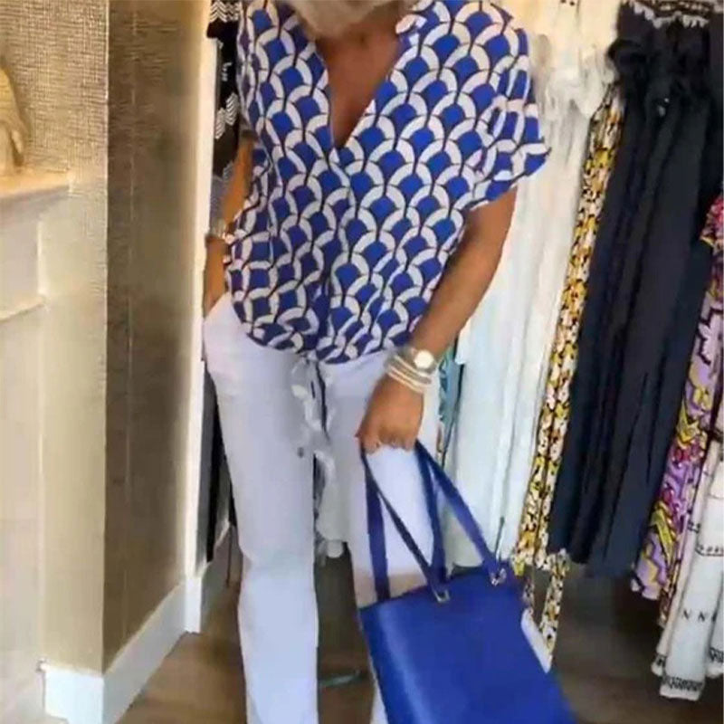 Estelle – Printet V-hals Casual Top