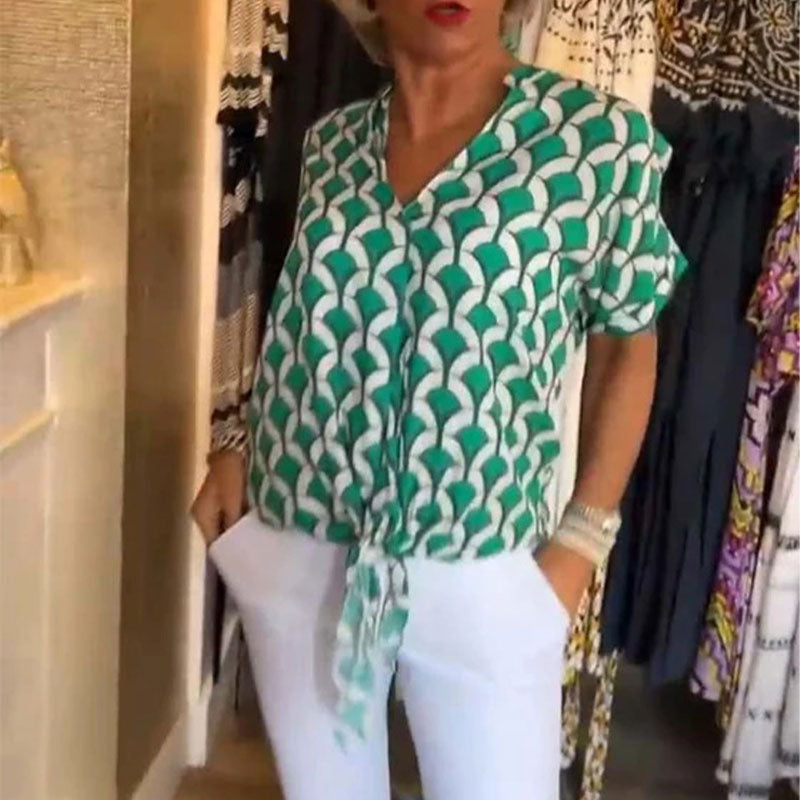 Estelle – Printet V-hals Casual Top